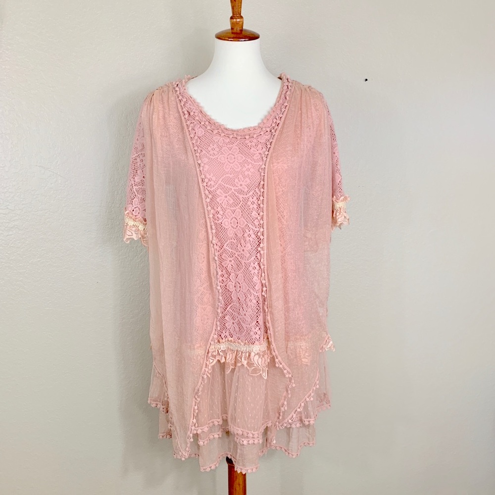Vintage lace style Victorian lace blouse SZ med